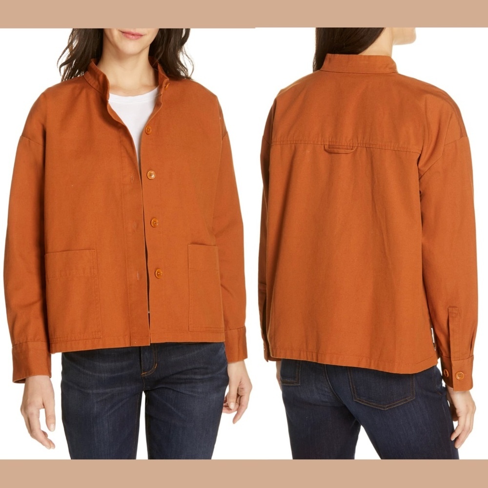 NWT $288 Eileen Fisher Textured‎ Organic Cotton Jacket in Musk [SZ Large ]